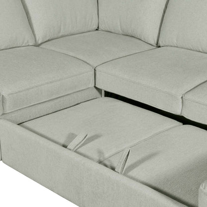 Canapé lit sectionnel de gauche Haven de Scott Living 4 pièces en tissu de chenille avec fauteuil long de rangement - bleu écume de mer