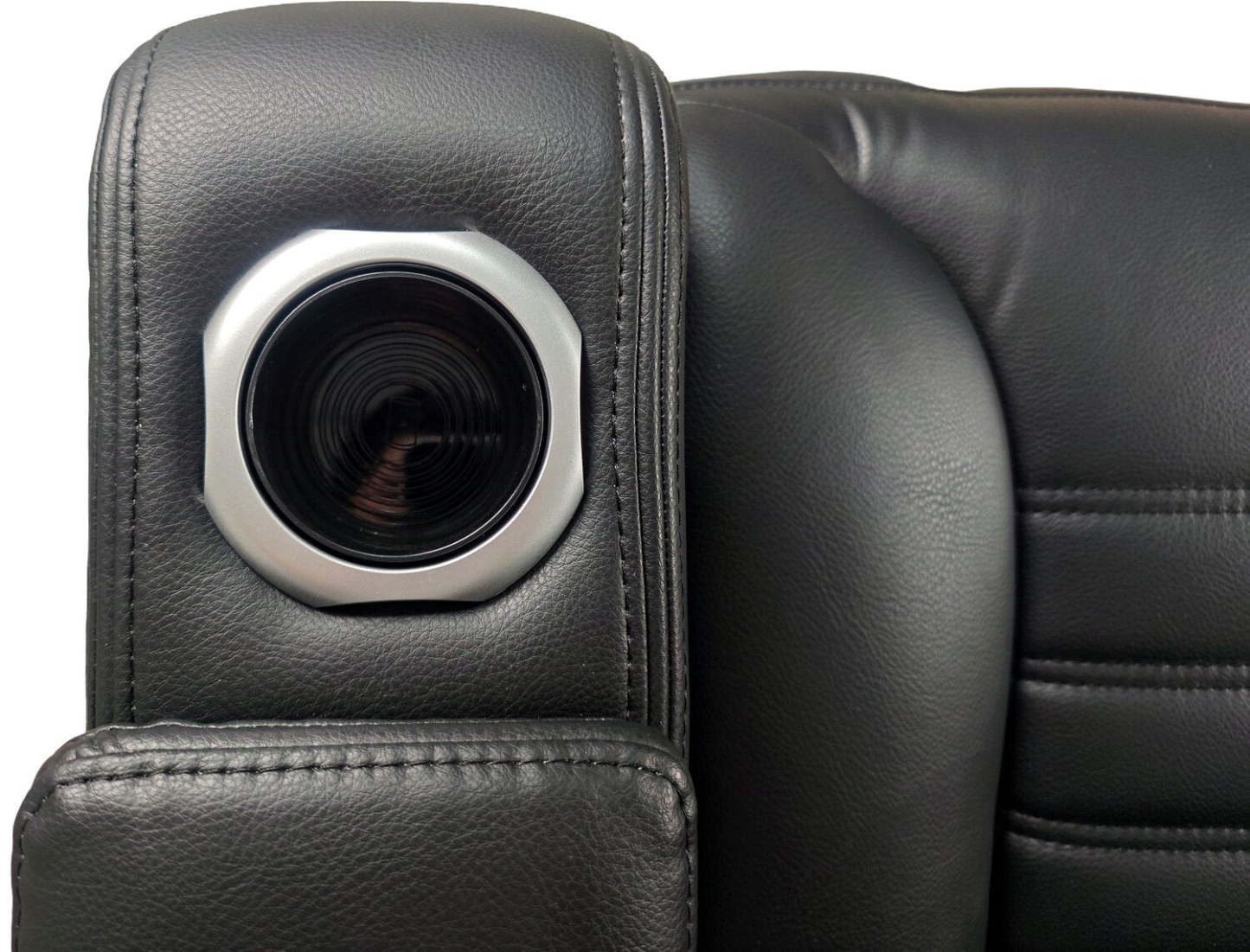 Sofa sectionnel à inclinaison électrique Zen 3 pièces de style cinéma maison en similicuir avec massage et console de rangement - noir