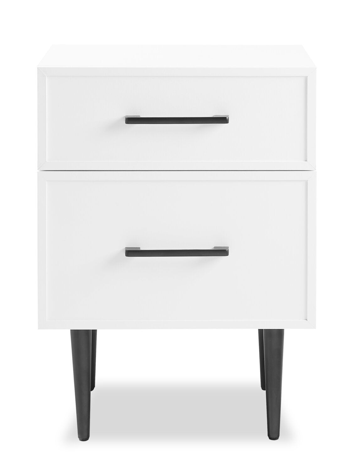 Table de chevet à 2 tiroirs Brax, 18 L x 25,75 H - Blanc | Table de nuit Brax de 18 po (l) x 25,75 po (H) à 2 tiroirs - blanche