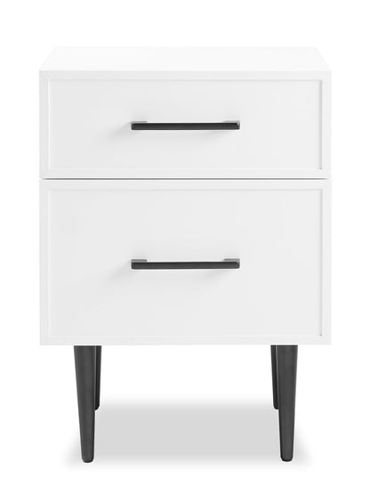 Table de chevet à 2 tiroirs Brax, 18 L x 25,75 H - Blanc | Table de nuit Brax de 18 po (l) x 25,75 po (H) à 2 tiroirs - blanche