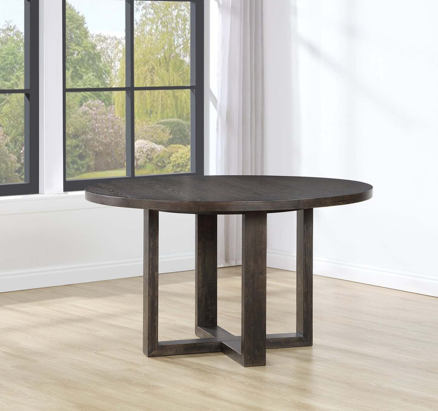 Table de salle à manger Zelda avec base sur piédestal, ronde 52 W - Brun expresso | Table de salle à manger ronde Zelda de 52 po (L) avec base piédestal - brun expresso