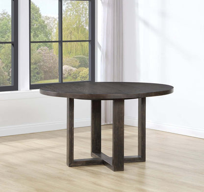 Table de salle à manger Zelda avec base sur piédestal, ronde 52 W - Brun expresso | Table de salle à manger ronde Zelda de 52 po (L) avec base piédestal - brun expresso
