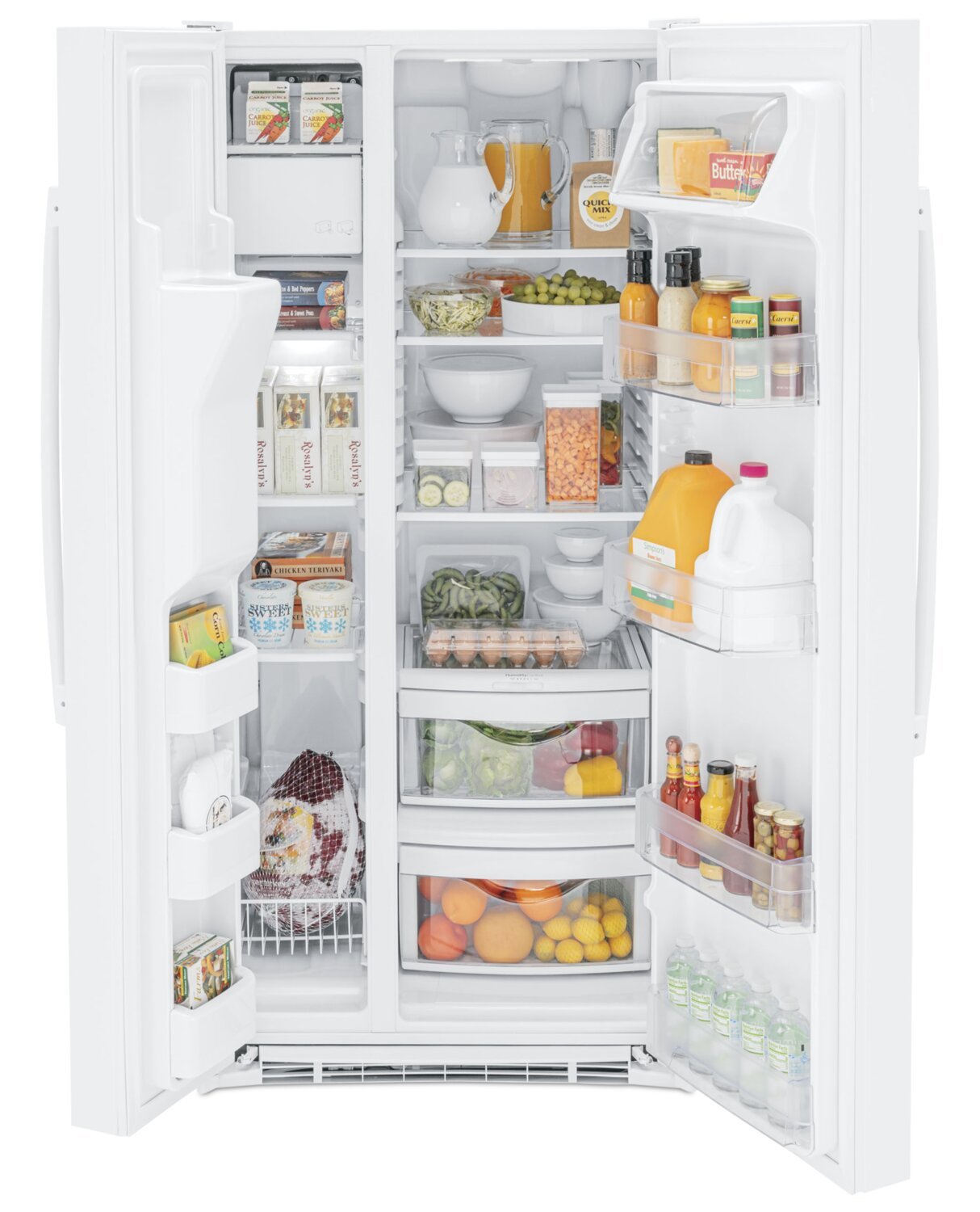 Réfrigérateur GE de 33 po et de 23,2 pi³ à compartiments juxtaposés - blanc - GSS23GGPWW | GE 33 23.2 Cu. Ft. Side-by-Side Refrigerator - White - GSS23GGPWW