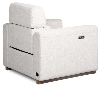 Sable 38 Chenille Fabric Power Reclining Chair with Power Headrest and USB Port - Alabaster White | Fauteuil à inclinaison électrique Sable de 38 po en tissu de chenille avec appuie-tête électrique et port USB - blanc albâtre