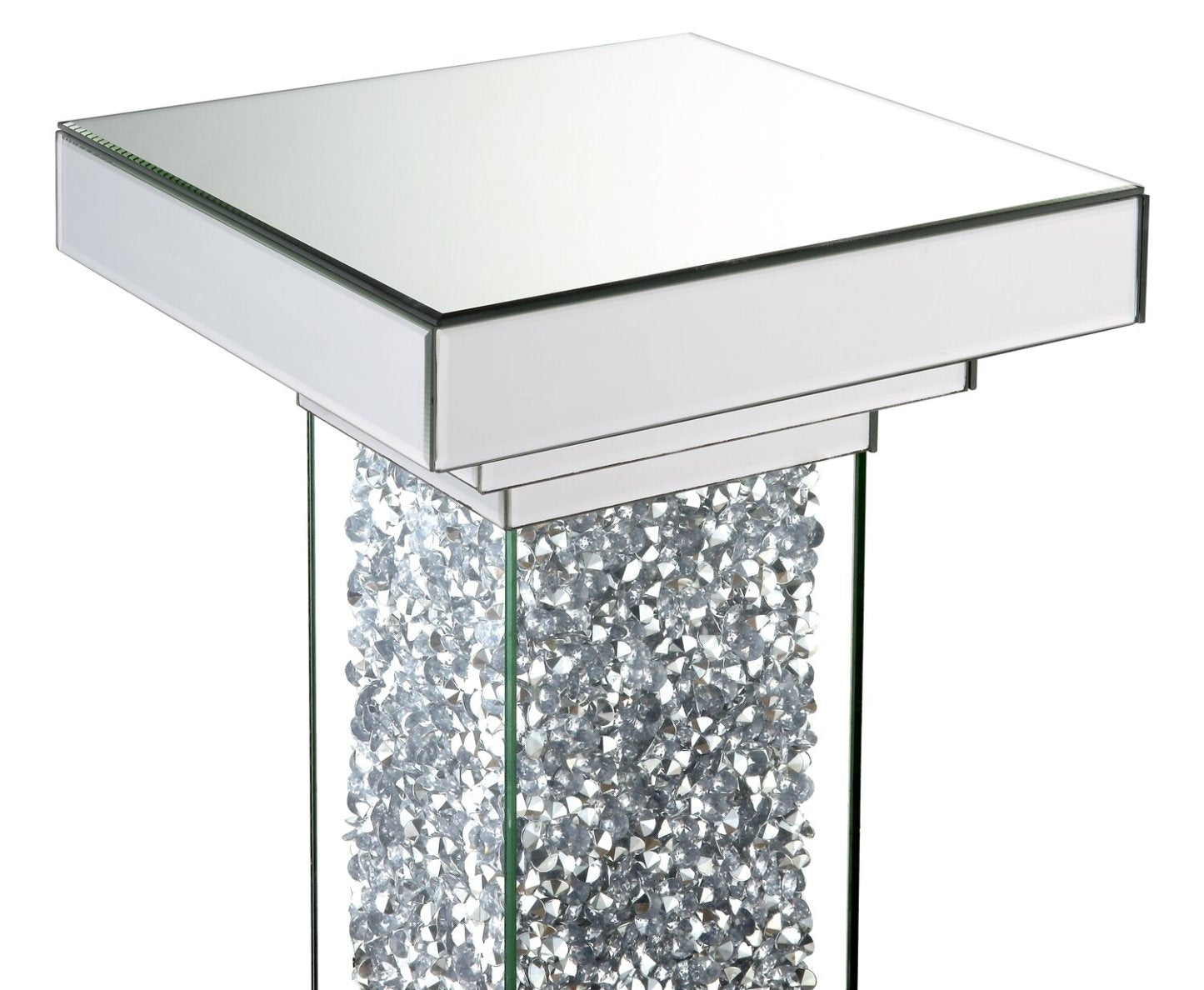 Luna 12 Mirrored Accent Table with Crystals - Silver|Table d'appoint Luna de 12 po en miroir avec cristaux - argentée