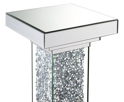 Luna 12 Mirrored Accent Table with Crystals - Silver|Table d'appoint Luna de 12 po en miroir avec cristaux - argentée