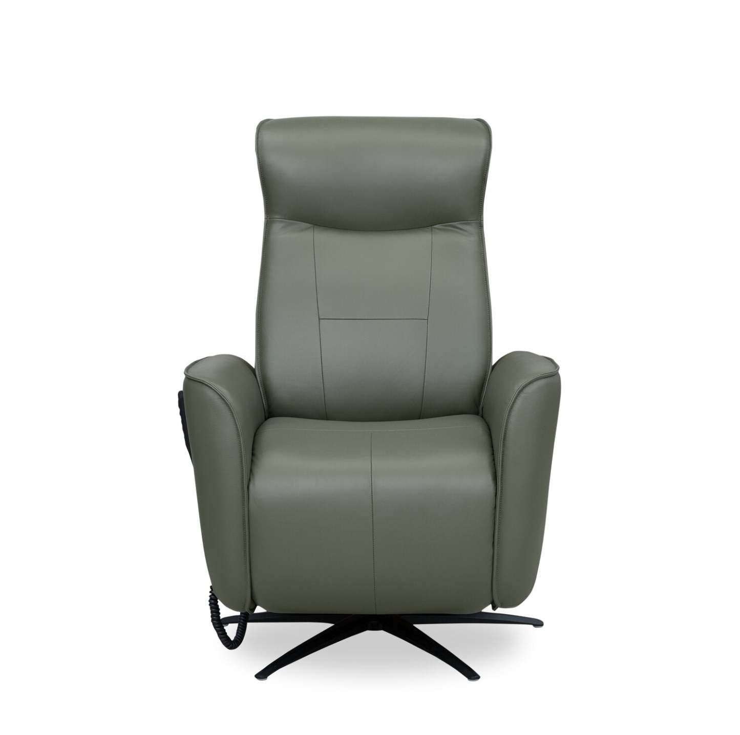 Fauteuil de massage à inclinaison électrique Serene de 31 po en cuir avec véritables appuie-tête électrique et siège chauffant - vert