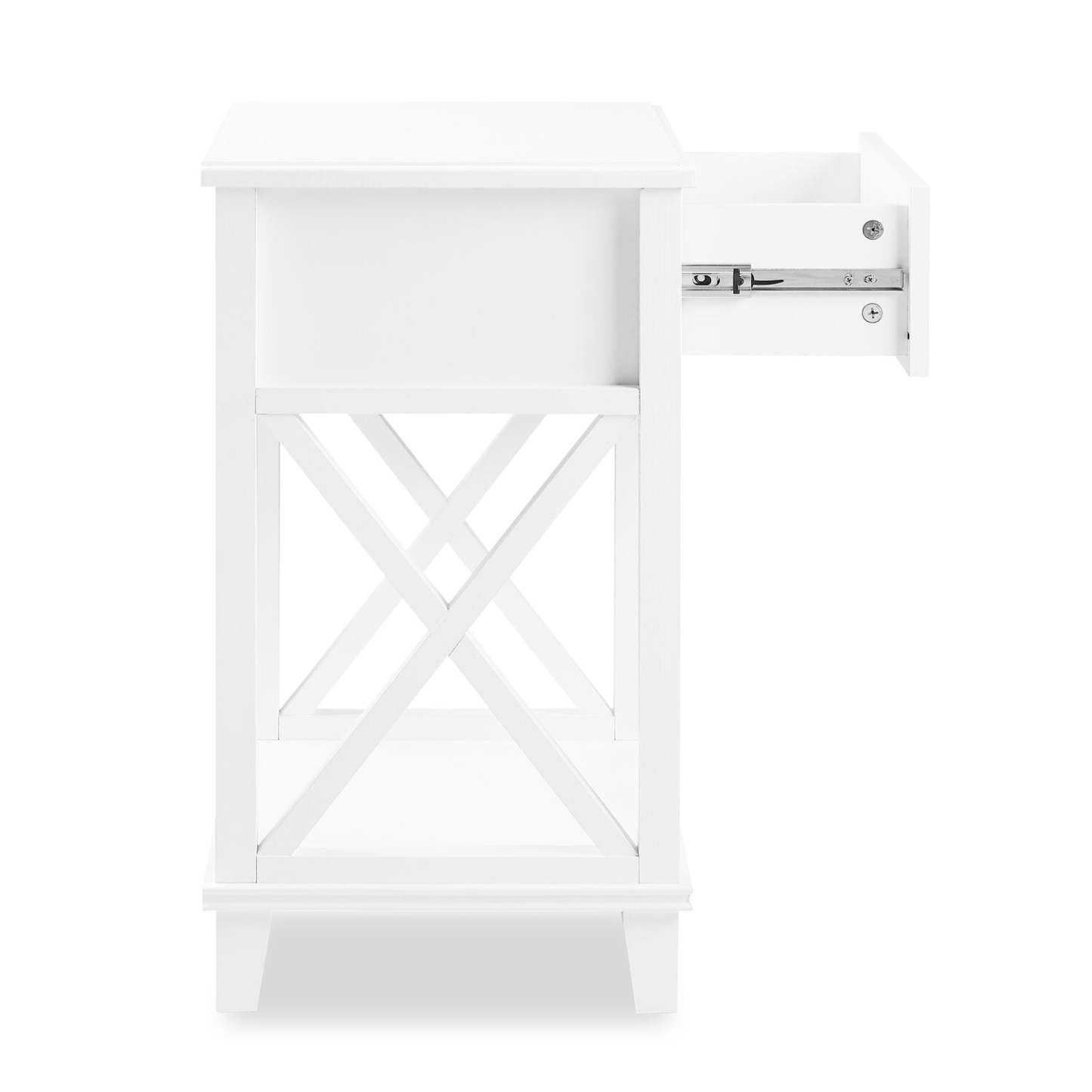 Table de chevet Elle à 1 tiroir, 18 L x 25,75 H - Blanc | Table de nuit Elle de 18 po (l) x 25,75 po (H) à 1 tiroir - blanche