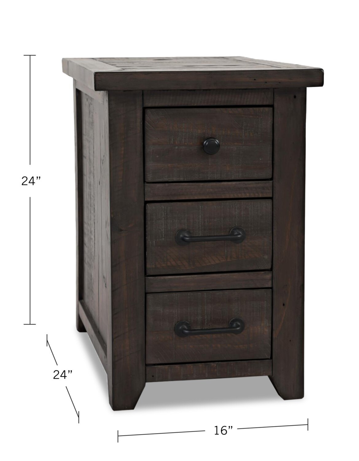 Morgan 16 Rustic Powered Chairside Table with Storage - Dark Brown with Reclaimed Wood|Table de fauteuil rustique Morgan de 16 po avec rangement - brun foncé avec bois recyclé