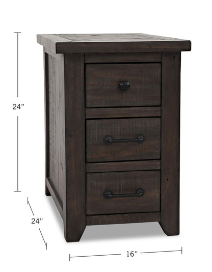 Morgan 16 Rustic Powered Chairside Table with Storage - Dark Brown with Reclaimed Wood|Table de fauteuil rustique Morgan de 16 po avec rangement - brun foncé avec bois recyclé
