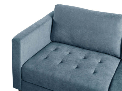 Canapé sectionnel de droite Metro 2 pièces en tissu avec fauteuil long et coussins de siège capitonnés - bleu denim