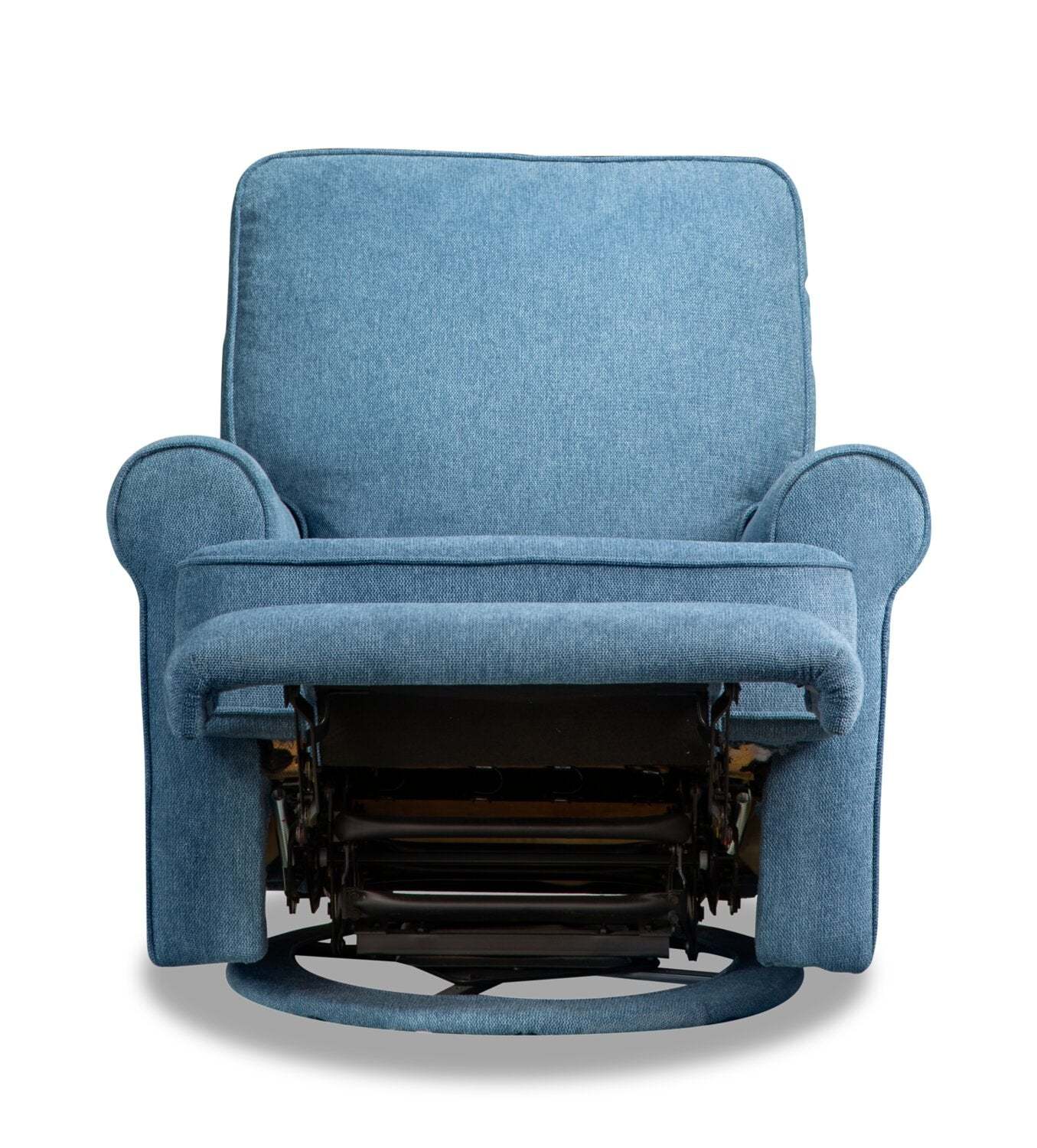 Fauteuil pivotant, coulissant et inclinable Bevin de 34,4 po en tissu de chenille - bleu