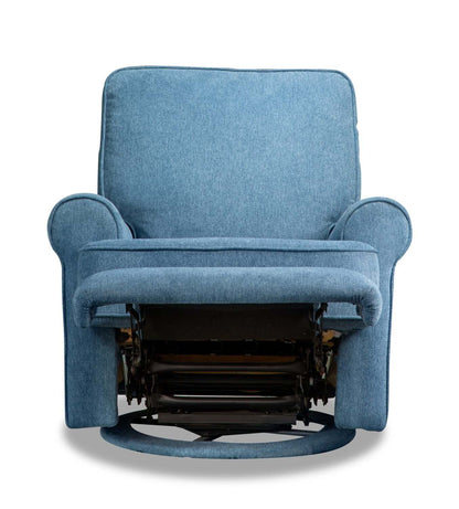 Fauteuil pivotant, coulissant et inclinable Bevin de 34,4 po en tissu de chenille - bleu