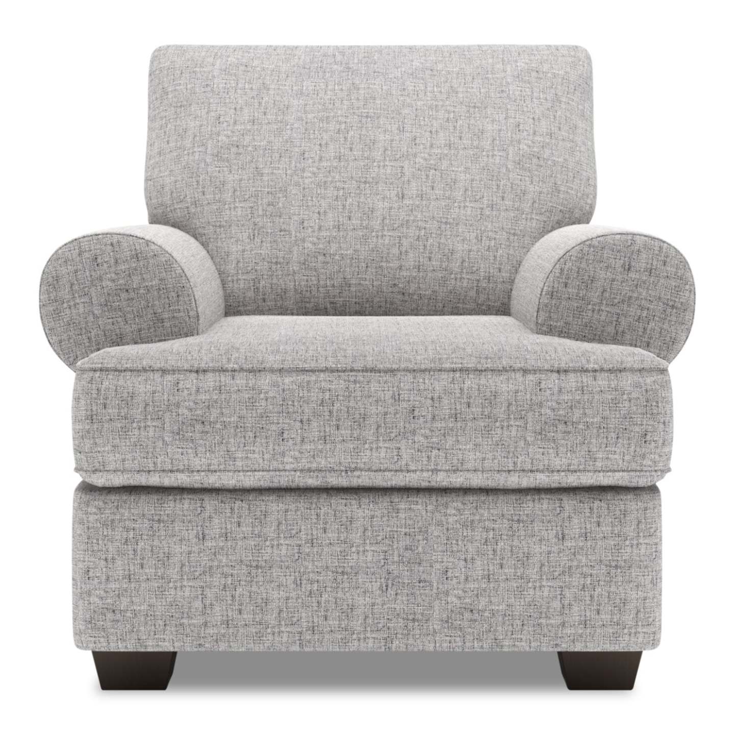 Fauteuil Roll de Sofa Lab de 42 po fabriqué au Canada en tissu d'apparence lin avec accoudoirs enroulés - gris Luna Domino | RO302191