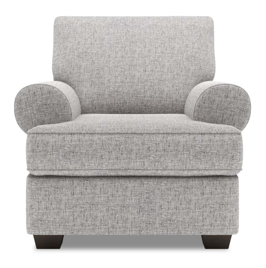 Fauteuil Roll de Sofa Lab de 42 po fabriqué au Canada en tissu d'apparence lin avec accoudoirs enroulés - gris Luna Domino | RO302191