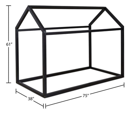 Lit Walt House pour enfants, bois, noir - taille simple | Lit maison Walt pour enfants, bois, noir - format lit simple