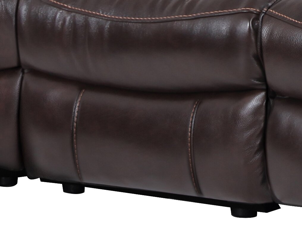 Sofa sectionnel à inclinaison électrique Leo 6 pièces en cuir véritable avec console de rangement et 2 porte-gobelets - brun noyer