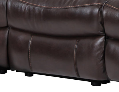 Sofa sectionnel à inclinaison électrique Leo 6 pièces en cuir véritable avec console de rangement et 2 porte-gobelets - brun noyer