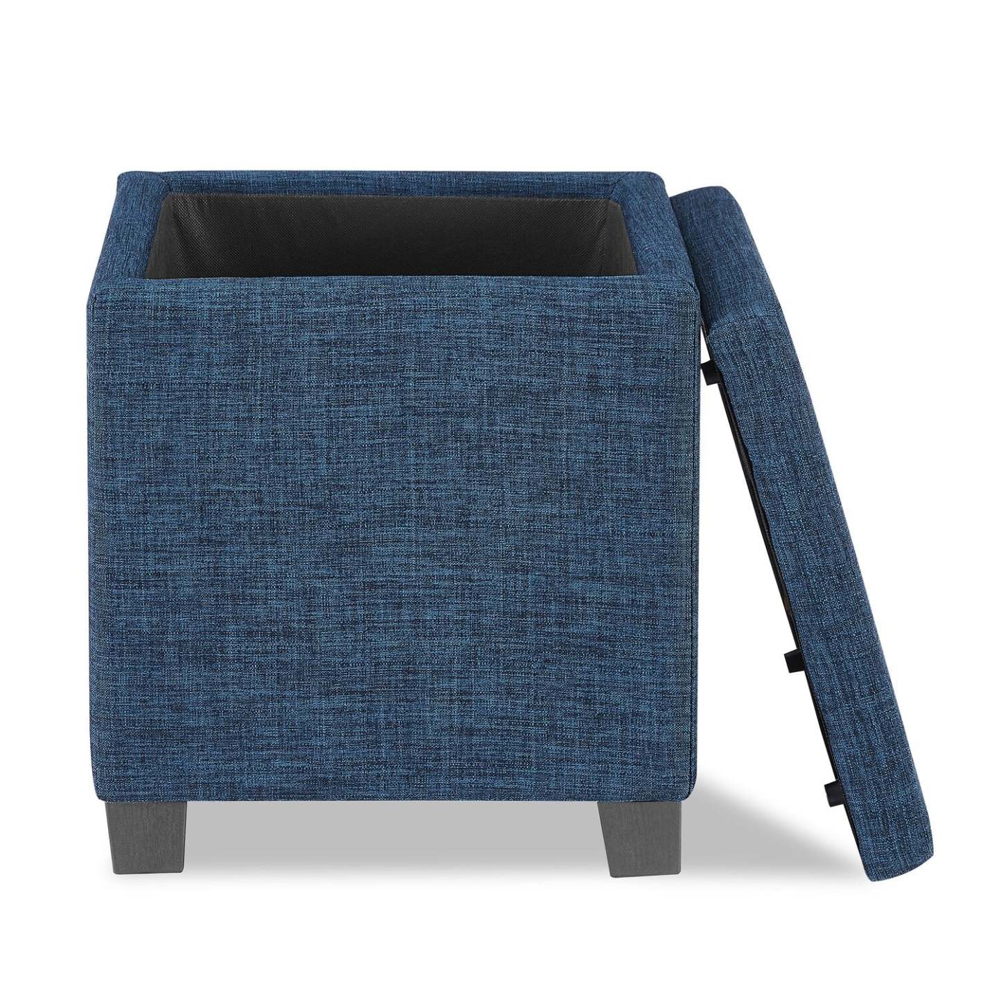 Ottawa 14.75 Square Fabric Storage Ottoman - Navy|Pouf de rangement carré Ottawa de 14,75 po en tissu - bleu marine