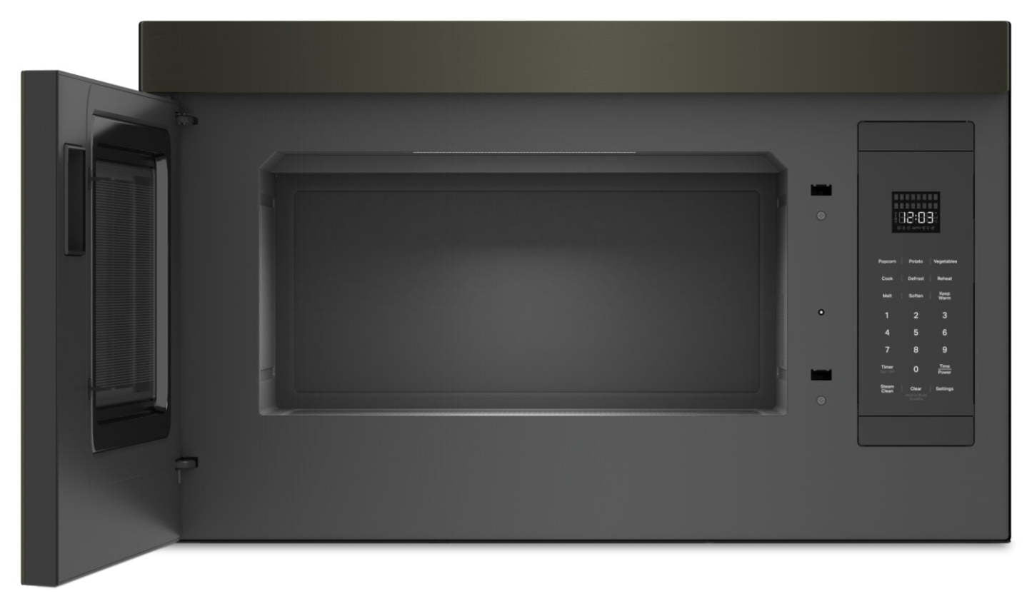 Four à micro-ondes à hotte intégrée KitchenAid de 1,1 pi³ à installation affleurée avec cuisson à 900 Watts - Acier inoxydable noir - YKM… | KitchenAid 1.1 Cu. Ft. Flush Over-the-Range Microwave with 900 Watts Cooking - Black Stainless - YKM…