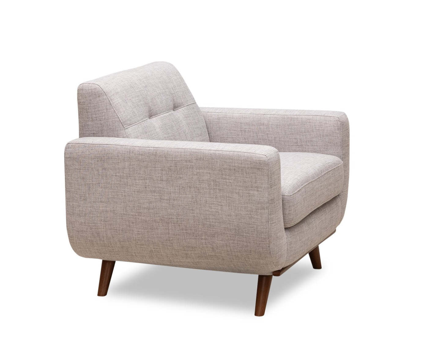 Kort &amp; Co. Fauteuil Freeman 37 po en tissu d'apparence lin avec pattes en bois et coussin de dossier capitonné - blanc colombe