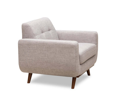 Kort &amp; Co. Fauteuil Freeman 37 po en tissu d'apparence lin avec pattes en bois et coussin de dossier capitonné - blanc colombe