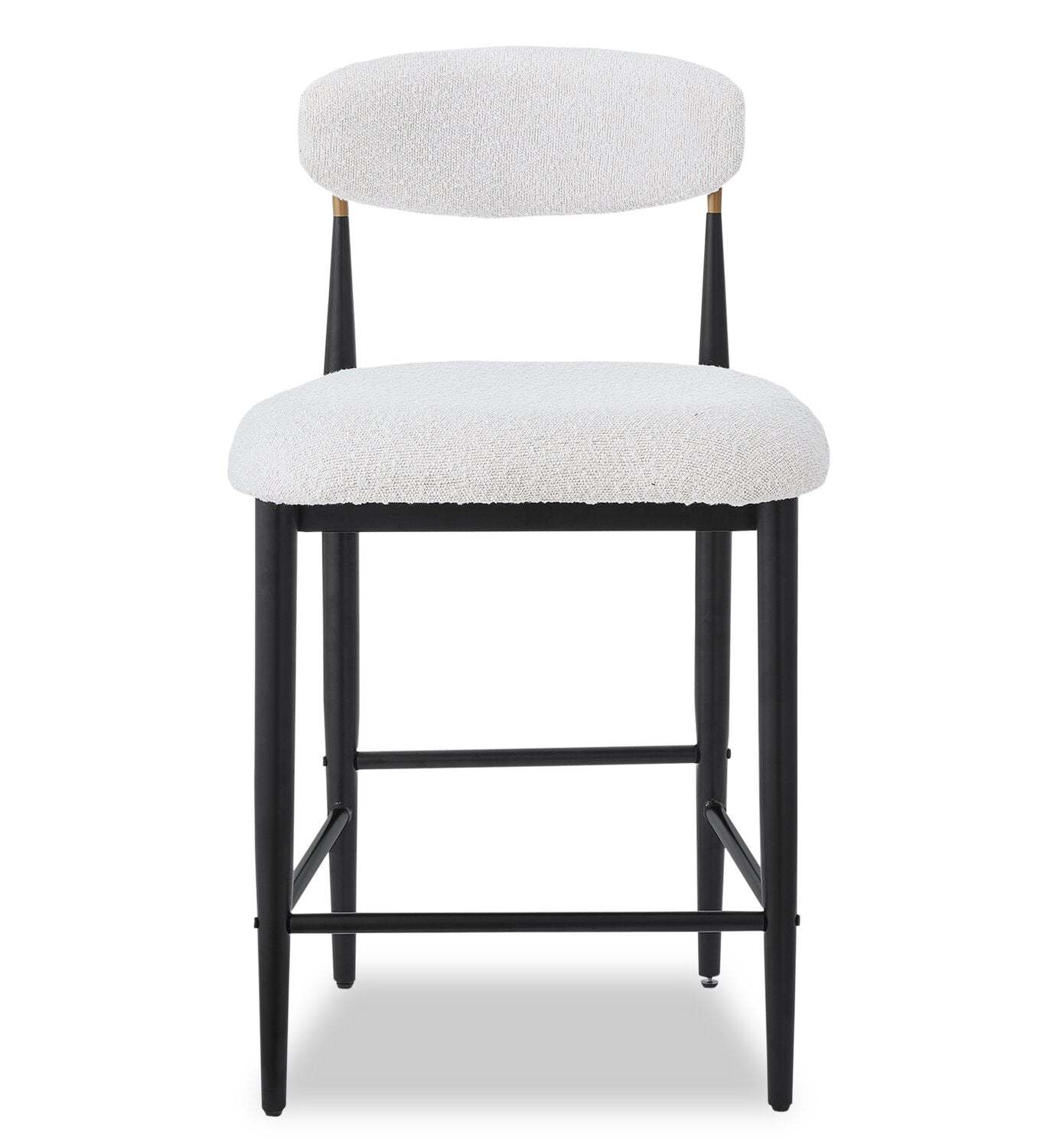Kort &amp; Co. Tabouret Capri à hauteur de comptoir avec tissu bouclé et accents dorés, métal - Blanc | Tabouret Capri de Kort &amp; Co. de hauteur comptoir en métal avec tissu bouclé et touches dorées - blanc