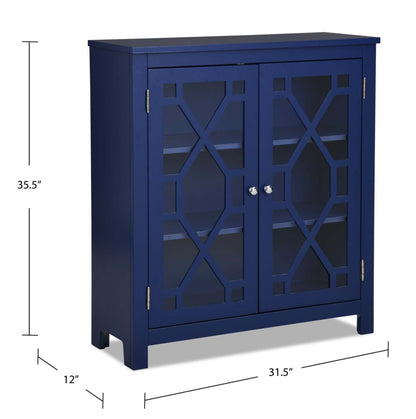 Armoire décorative Clary 31,5 avec portes en verre - Marine|Armoire décorative Clary de 31,5 po avec portes en verre - bleu marine