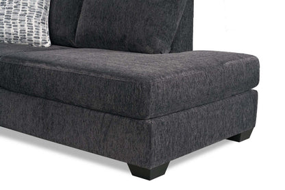Canapé sectionnel de droite Morgan 2 pièces fabriqué au Canada en tissu de chenille avec coussins décoratifs - gris