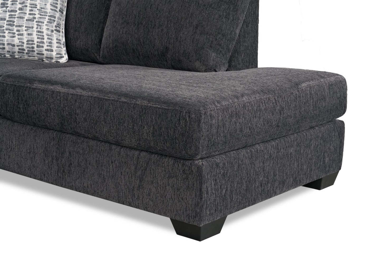 Fabriqué au Canada, canapé sectionnel en U de droite Morgan 3 pièces en tissu de chenille avec coussins décoratifs - gris