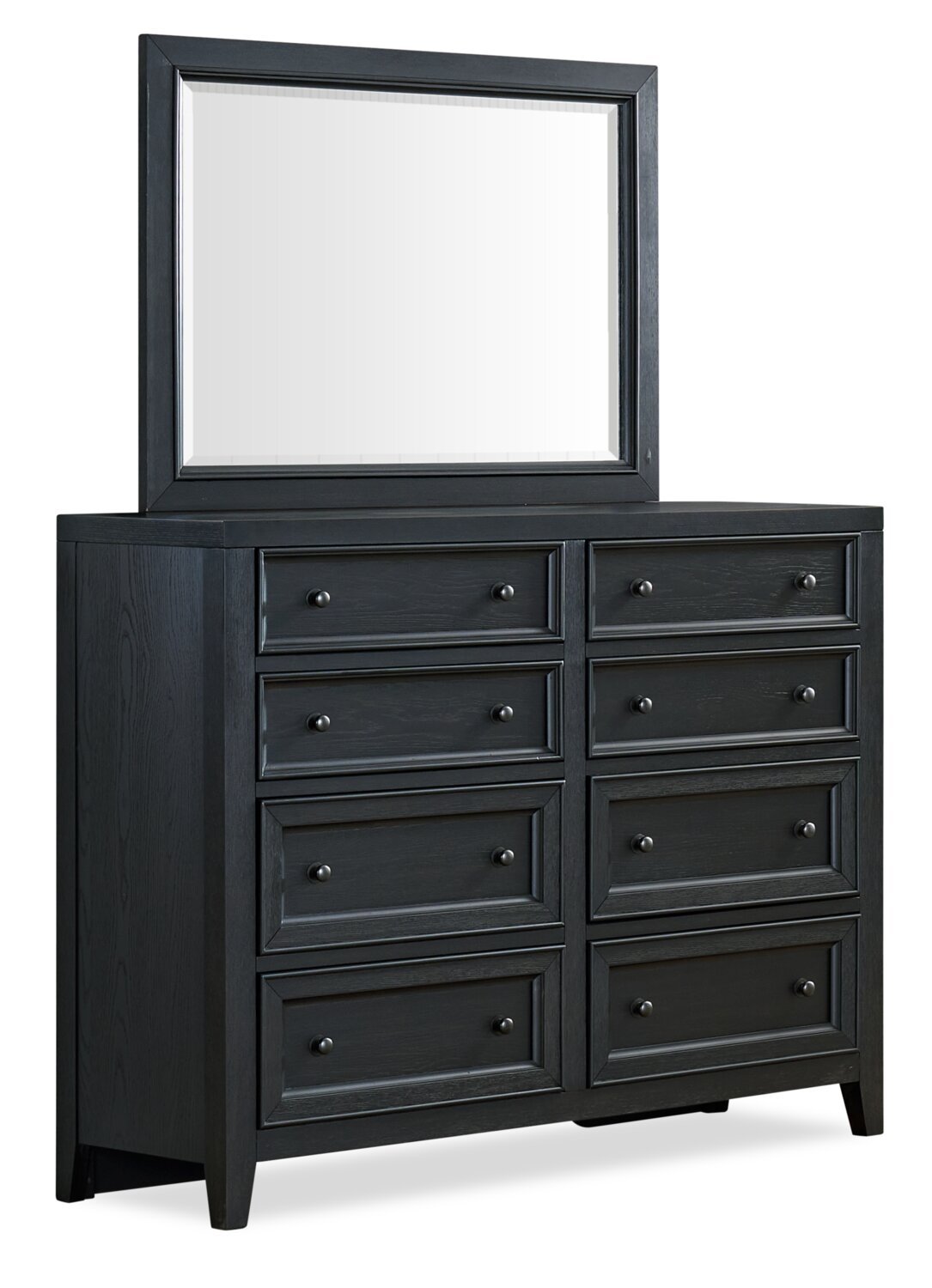 Casa Ensemble de chambre à coucher 6 pièces avec lit, commode, miroir et table de nuit, noir – Queen Size | Ensemble de chambre à coucher Casa 6 pièces avec lit, commode, miroir et table de nuit, noir - taille queen