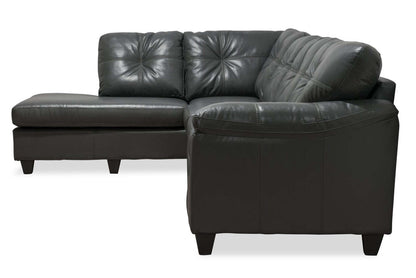 Fabriqué au Canada, canapé sectionnel de gauche Addison 2 pièces en tissu d’apparence cuir avec coussins de siège amovibles - gris