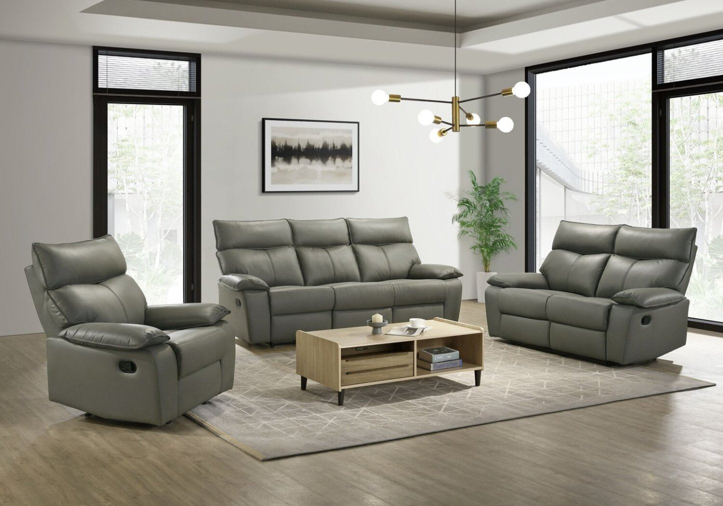 Matteo 42 Genuine Leather Reclining Chair - Aviarah Grey | Fauteuil inclinable Matteo de 42 po en cuir véritable - gris Aviarah