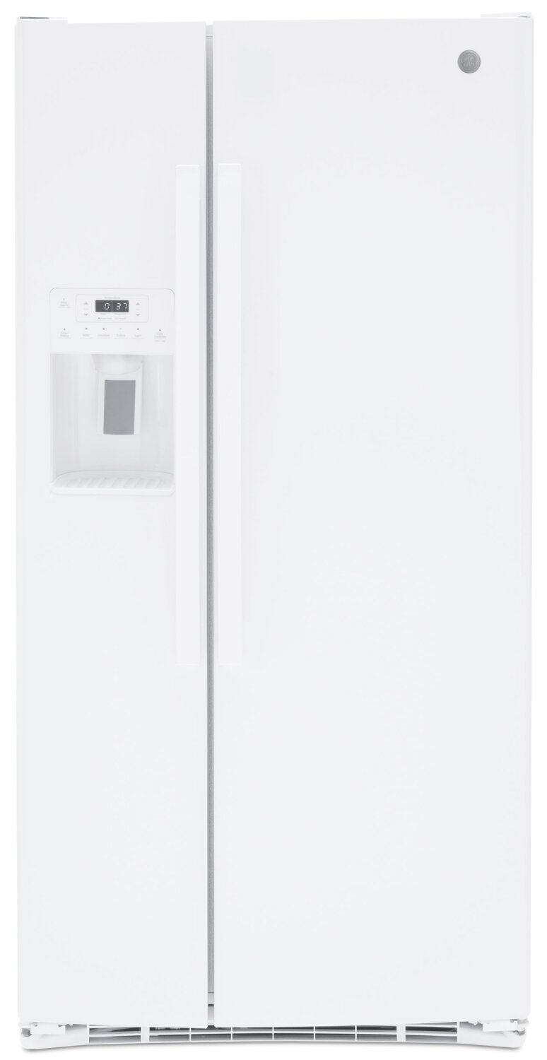 Réfrigérateur GE de 33 po et de 23,2 pi³ à compartiments juxtaposés - blanc - GSS23GGPWW | GE 33 23.2 Cu. Ft. Side-by-Side Refrigerator - White - GSS23GGPWW
