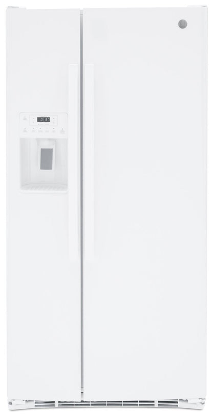 Réfrigérateur GE de 33 po et de 23,2 pi³ à compartiments juxtaposés - blanc - GSS23GGPWW | GE 33 23.2 Cu. Ft. Side-by-Side Refrigerator - White - GSS23GGPWW