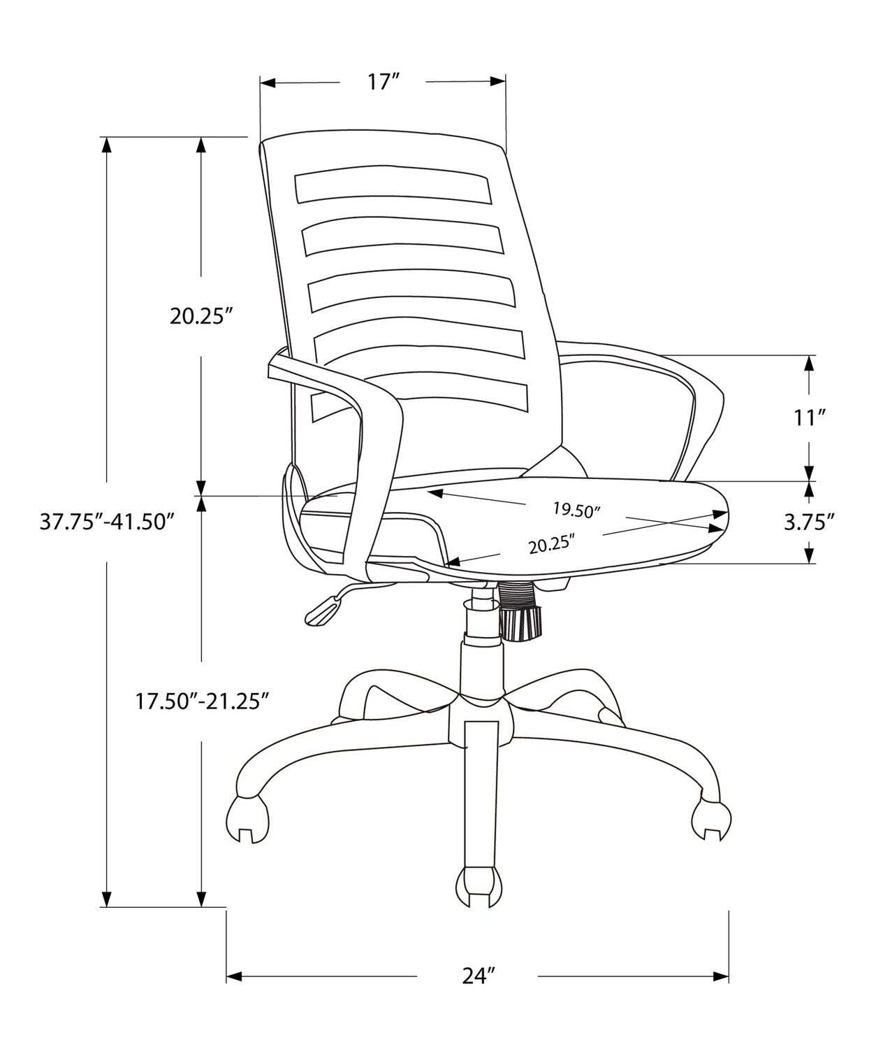 Felton 24 Office Chair - Black Mesh|Chaise de bureau Felton de 24 po - mailles noires