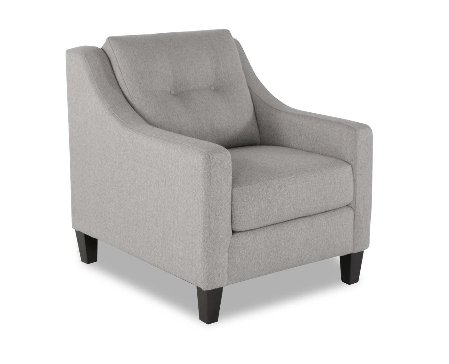 Fabriqué au Canada Cindy Crawford Home Chaise Kylie 32 en tissu d'apparence lin avec capitonnage de boutons - Gris Zeus | Fauteuil Kylie de Cindy Crawford Home de 32 po fabriqué au Canada en tissu d'apparence lin avec capitonnage - gris Zeus