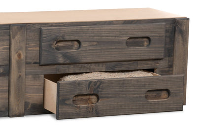 Piper Lit gigogne de rangement sous lit à 4 tiroirs pour enfants, bois de pin massif - Bois flotté gris | Lit gigogne de rangement sous le lit Piper à 4 tiroirs en pin massif pour enfants - gris bois de grève