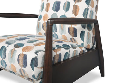 Raven 28,5 Fauteuil d’appoint à inclinaison par poussée en tissu de chenille - bleu sarcelle multicolore