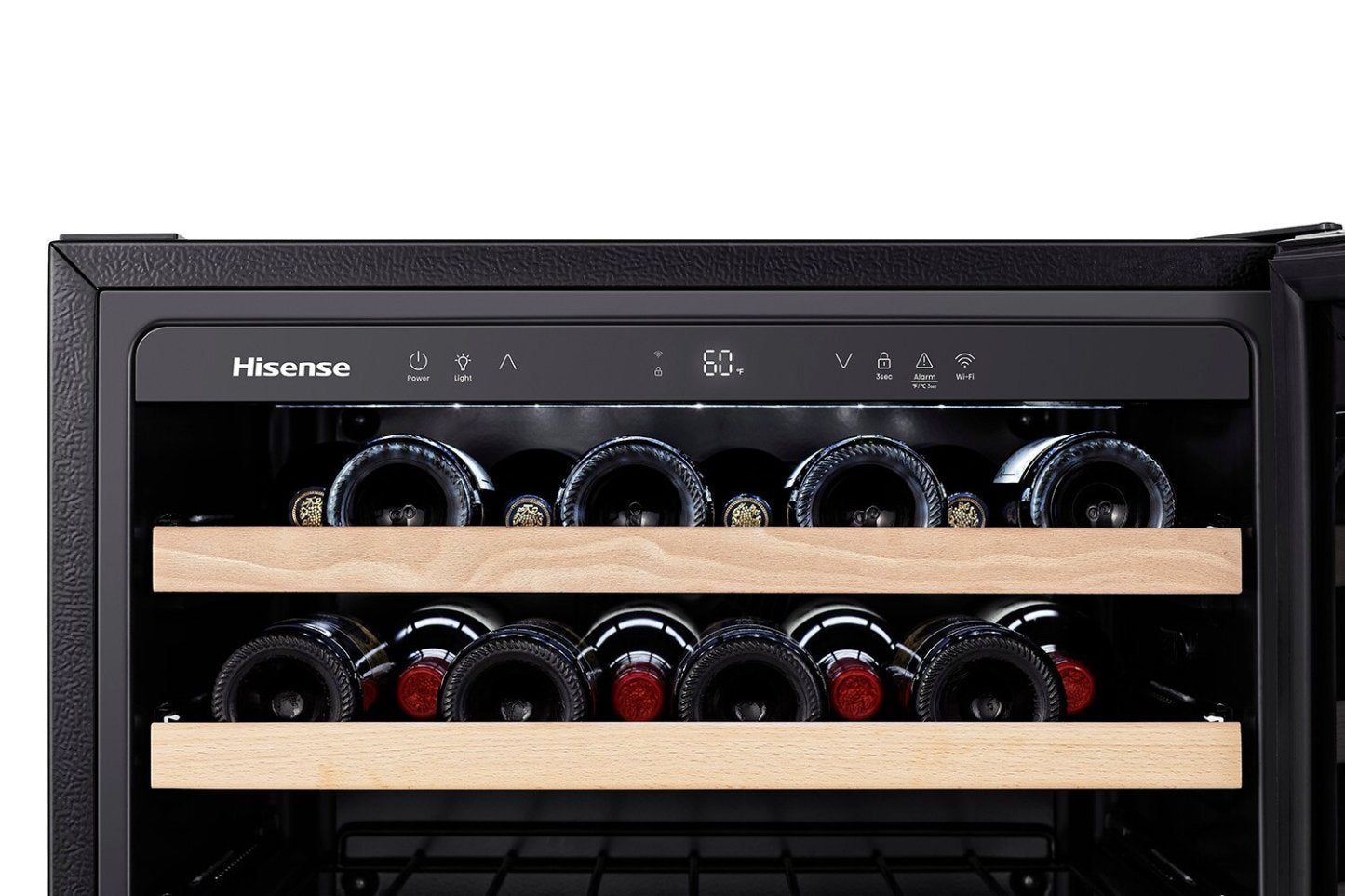 Hisense 5,4 Cu. Fort. Refroidisseur à vin de 54 bouteilles avec Wi-Fi et porte réversible - Acier inoxydable - HWS054N6SS | Refroidisseur à vin Hisense de 5,4 pi3 pour 54 bouteilles avec Wi-Fi et porte réversible - acier inoxydable - HWS054N6SS | HWS054NS