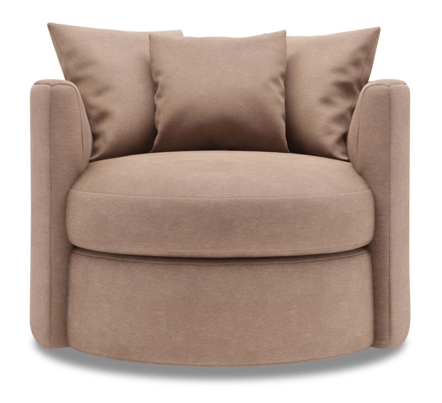 Fauteuil d'appoint pivotant Nest de Sofa Lab de 41 po fabriqué au Canada en tissu d'apparence lin - brun Pax Wicker | NID3349