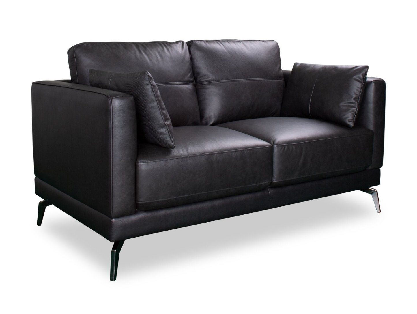 Melrose 60.5 Top-Grain Genuine Leather Loveseat with Metal Legs - Black | Causeuse Melrose de 60,5 po en cuir véritable de qualité supérieure avec pattes en métal - noire