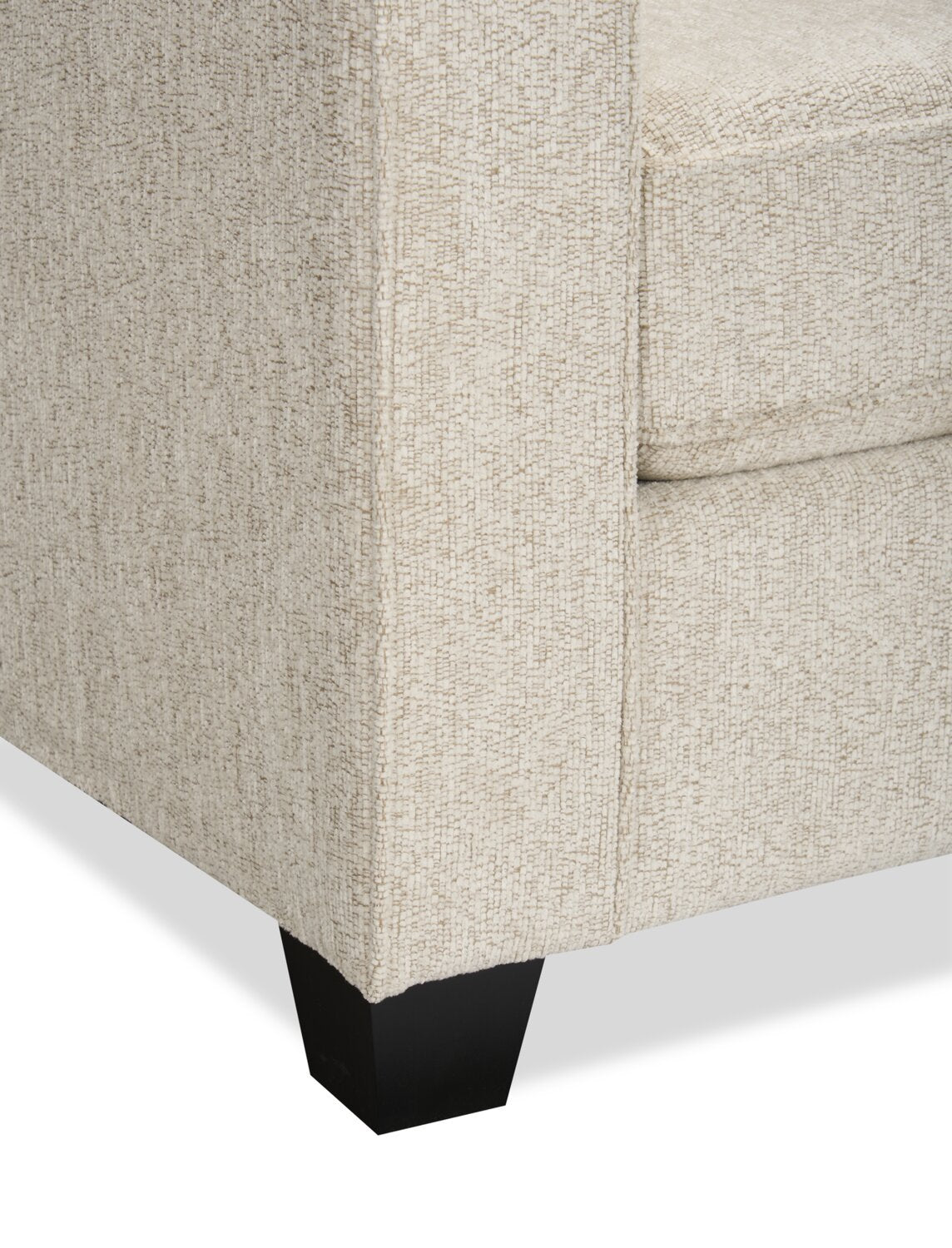 Made in Canada Lennox 35 Chenille Fabric Chair with Reversible Cushions and Track Arms - Taupe | Fauteuil Lennox de 35 po fabriqué au Canada en tissu de chenille avec coussins réversibles et accoudoirs rectilignes - taupe