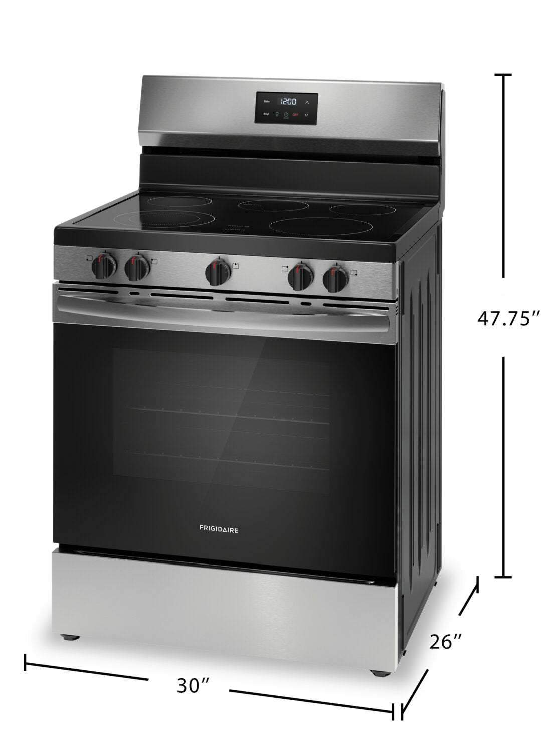 Cuisinière électrique Frigidaire de 5,3 pi³ avec élément à ébullition rapide et surface de cuisson à cinq éléments - Acier inoxydable…