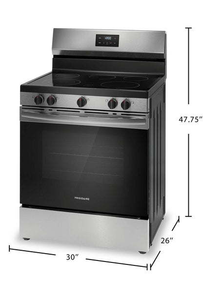 Cuisinière électrique Frigidaire de 5,3 pi³ avec élément à ébullition rapide et surface de cuisson à cinq éléments - Acier inoxydable…