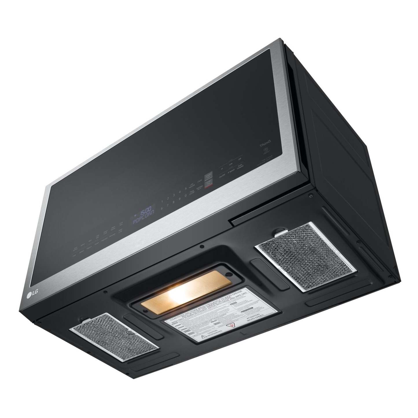 LG 2 Cu. Fort. Micro-ondes à grande portée avec EasyClean® et cuisson par capteur - Acier inoxydable anti-taches… | Quatre à micro-ondes à hotte intégrée LG de 2 pi³ avec EasyCleanMD et cuisson par capteur - acier inox…