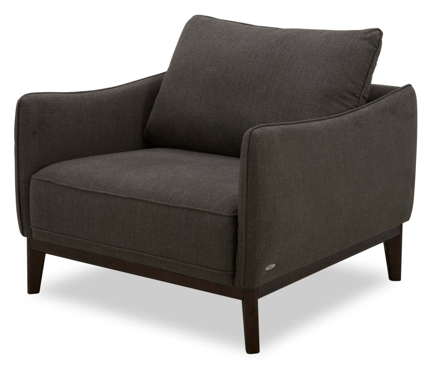Fauteuil Gena de Cindy Crawford Home de 38,5 po en tissu d’apparence lin avec coussin de dossier amovible - gris anthracite