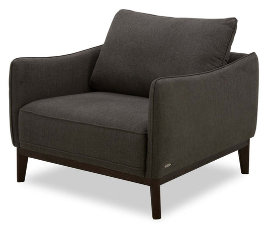 Fauteuil Gena de Cindy Crawford Home de 38,5 po en tissu d’apparence lin avec coussin de dossier amovible - gris anthracite