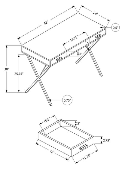 Bureau Rowan 42 avec 2 tiroirs et compartiment ouvert - aspect pierre grise|Bureau Rowan de 42 po à 2 tiroirs et compartiment ouvert - imitation de pierre grise
