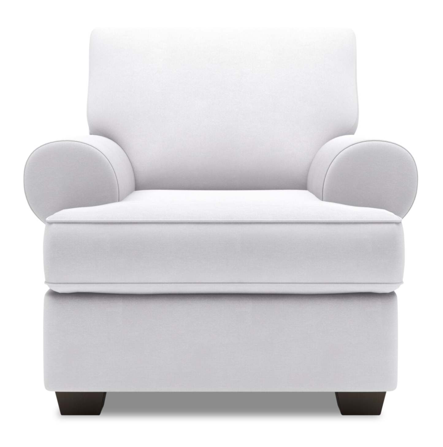Fauteuil Roll de Sofa Lab de 42 po fabriqué au Canada en tissu d'apparence lin avec accoudoirs enroulés - blanc Pax Ice | RO303449